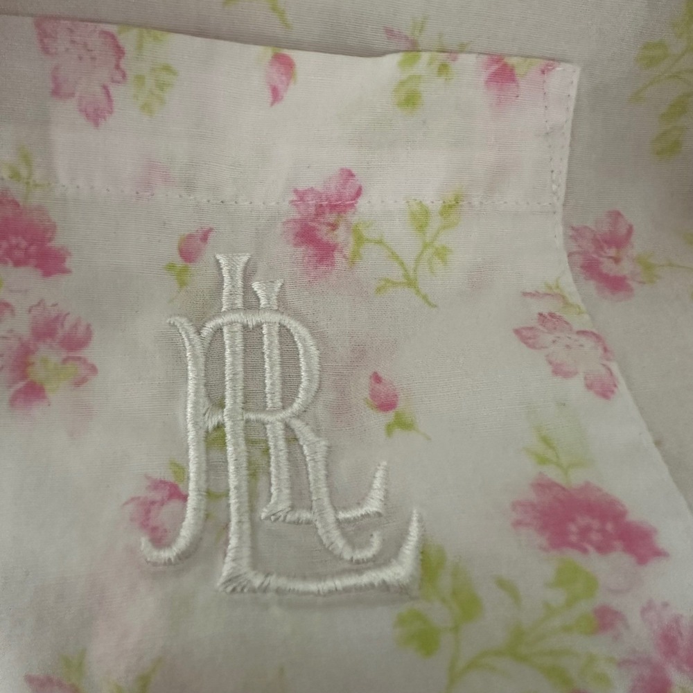 Ralph Lauren Womens Pink Floral Nightgown Button Up Long Sleeve Embroidered RL S - Picture 6 of 6